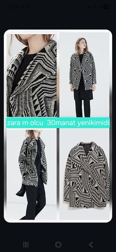 ic geyim: Zara qadın üst geyimi – M ölçü. - Rəng: qara-ağ, qrafik/geometrik — 1