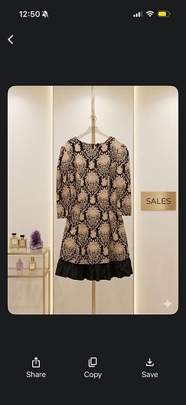 Qadın paltarı – qısa model - Rəng: qara üzərində bej naxışlı print - — 1