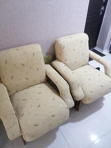 divan kireslo: 2 ədəd yumşaq kreslo dəsti - Model: klassik oturma kreslosu, taxta — 2