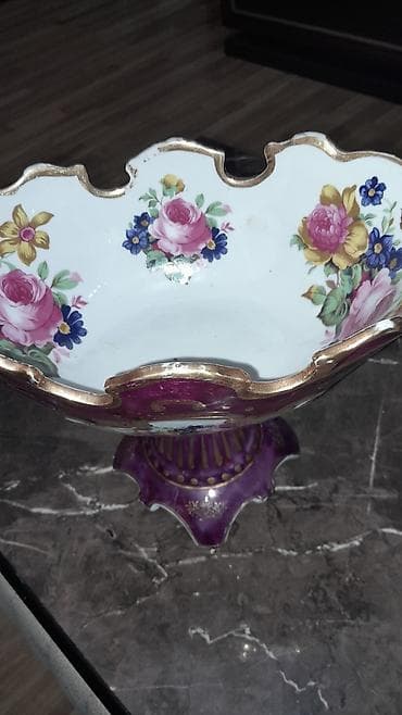 sufre: Porcelain dekor qabı 2 ədəd – ayaqlı, çanaq formalı - Material — 1