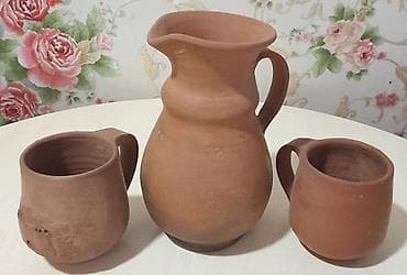 Əl işı gil qab dəsti - Tərkibi: 1 ədəd qulplu sürahi və 2 ədəd qulplu lalafo.az -da Əl işı gil qab dəsti - Tərkibi: 1 ədəd qulplu sürahi və 2 ədəd qulplu