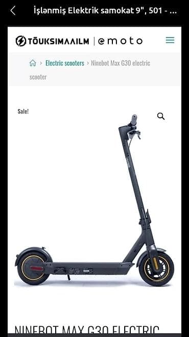 İşlənmiş Elektrik samokat 9", ≤ 250 Vt, > 45 km/s