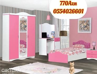 set mebel: Oğlan və qız üçün, Yeni, Təknəfərlik çarpayı, Yazı masası, Dolab, Tumba — 8