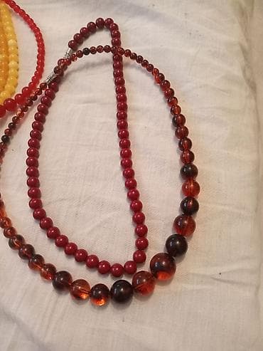 аксессуары из бисера: Sarı-çəhrayı tonlarda muncuq dəsti Boyunbağı ve bilerzik — 4