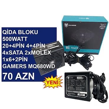 asus rog 5: Qida Bloku “500Watt Gamers MQ680WD” ⭐500Watt 24pin 4+4pin 4xsata — 1