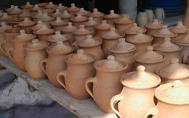 qab qaşıqlar: Əl istehsalı saxsı qablaraq-lar - Material: təbii gil, yüksək — 1