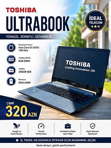 ssd box: Toshiba UltraBook
i5 3 cu nesil
8gb ram
256Gb Ssd
Zaretka saxlamir — 1