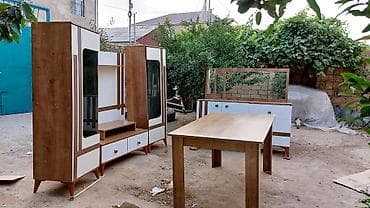 stol stul kreditle: Yemək otağı üçün komplekt mebel dəsti - Tərkib: - 2 ədəd şüşəli — 3