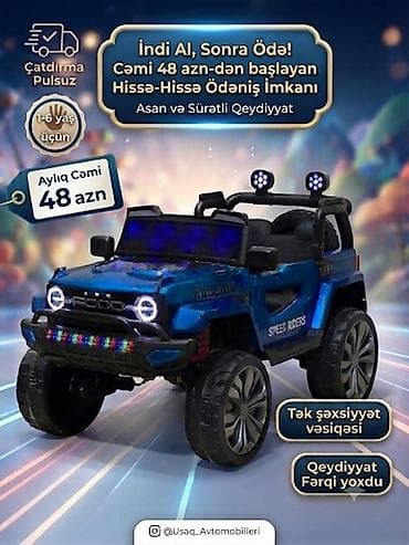 Elektrik nəqliyyatı: Uşaq elektrik avtomobili – “Speed Riders” ofroud tipli model - Yaş — 1