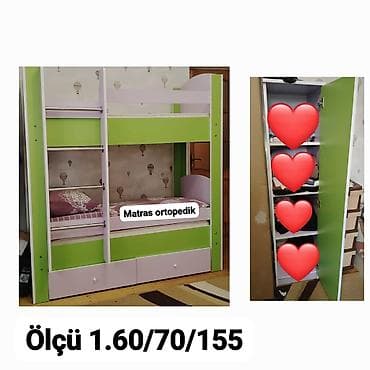 usaqlar ucun sekiller: Oğlan və qız üçün, 2 təknəfərlik çarpayı, Dolab — 1