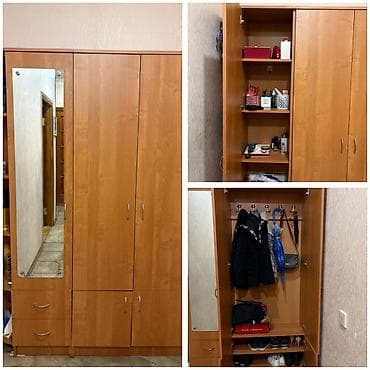 2 qapılı, Güzgülü, Qəhvəyi, Digər material, Açılan, Düz dolab