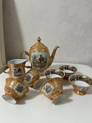 qab qasiqlar: Çay dəsti, rəng - Qızılı, Farfor, 4 nəfərlik — 2