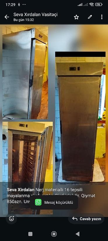 Avadanlığın icarəsi: *Seva Xirdalan* Nerj materialli 16 tepsili mayalanma şkafı satılır — 1