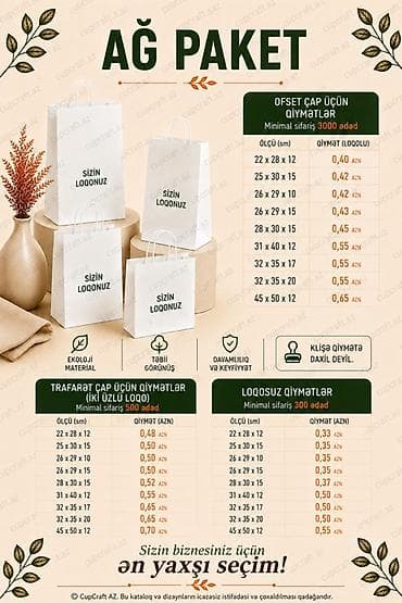 ağ kala: Qida və içki servisi üçün birdəfəlik qablaşdırma məhsulları dəsti — 3
