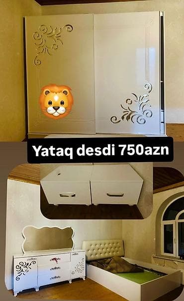 şkaf ucuz: Yataq dəsti – 750 AZN Komplekt: - Geniş sürgülü qapılı şkaf: ön — 1