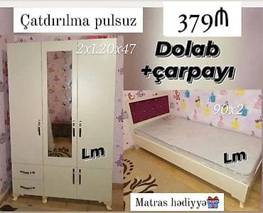 Dolab + çarpayı dəsti - Qiymət: 379₼ - Çatdırılma: pulsuz - Matras