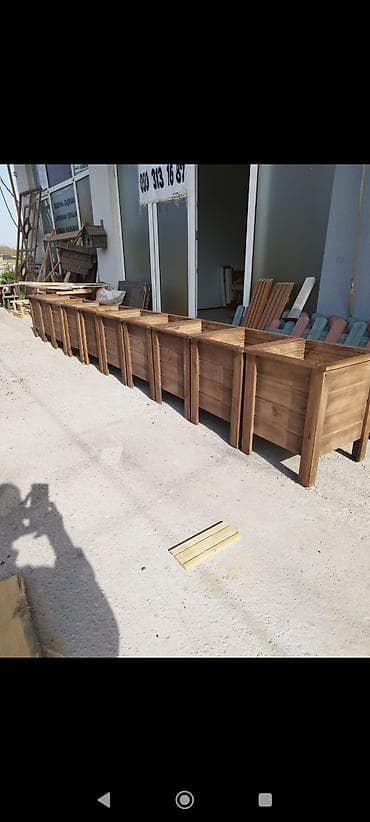 Taxta dekorativ güldan/qutu tipli klombalar - Material: təbii ağac