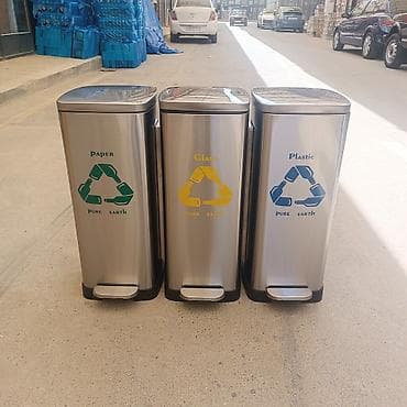 Tullantı qabları: Paslanmayan poladdan çeşidləmə zibil qutuları - Material: yüksək — 1