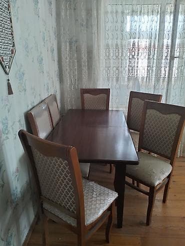 Yemək otağı dəsti – masa və 6 ədəd stul - Material: taxta karkas