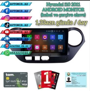 monitor prius: Hyundai i10 2011 ANDROID MONITOR 1,33azn gündə / 6ay — 1