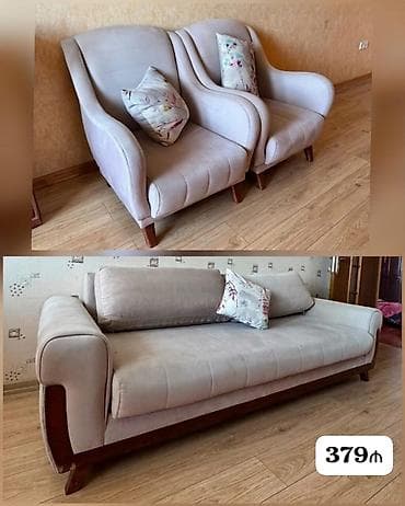 i̇kinci el: İşlənmiş, Divan, 2 kreslo, Bazasız, Açılmayan — 1