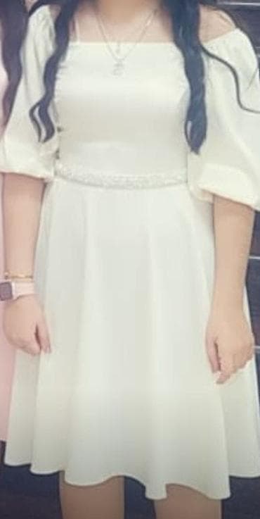 ağ kablok: Ağ rəngli Atlas don klyoş 1 dəfə toya geyinilib təzədi 42 bədən baha — 5