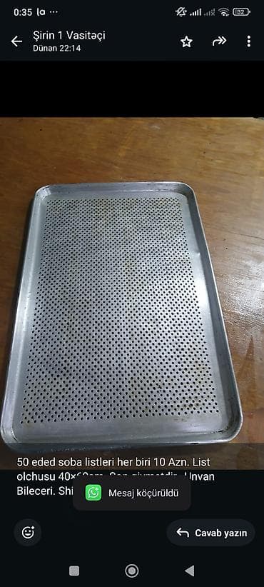 50 eded soba listleri her biri 10 Azn. List olchusu 40×60sm. Son — 1