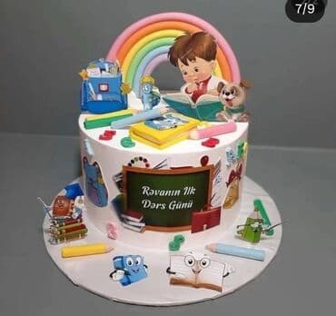 şəkilli tort: Məktəb mövzulu bəzəkli tortlar – “Bilik Günü”, “İlk dərsin mübarək” — 6