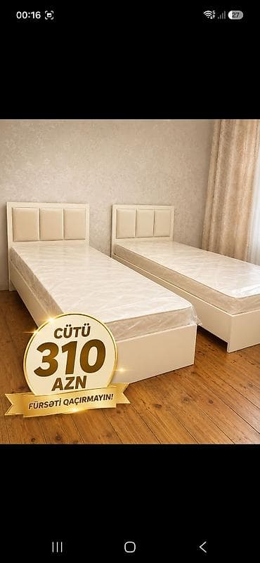 İki ədəd tək çarpayı dəsti təqdim olunur. Dəst ağ rəngli çarpayı lalafo.az -da İki ədəd tək çarpayı dəsti təqdim olunur. Dəst ağ rəngli çarpayı