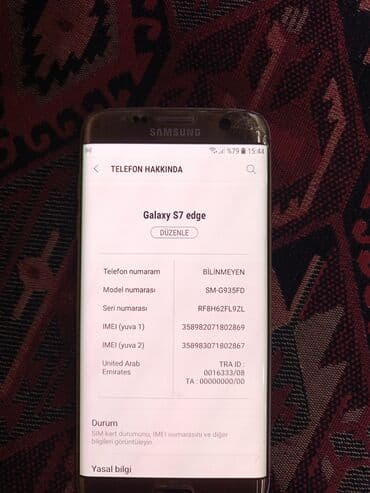 samsung galaxy s3 ekran: Samsung Galaxy S7 Edge, 32 GB, rəng - Qızılı, Barmaq izi — 6