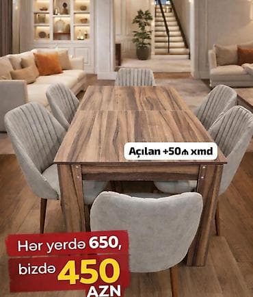 stul ortukləri: Qonaq otağı üçün, Açılan, Dördbucaq masa, 8 stul — 3