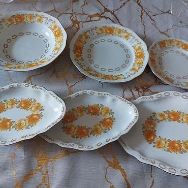 mingecevir sekilleri: Nahar dəsti, rəng - Sarı, Farfor, Bohemia, 12 nəfərlik — 5