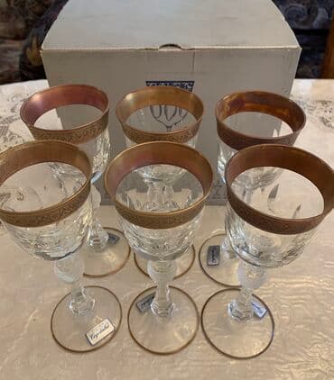 qab dəstləri: Qədəhlər, Xrustal, 6 ədədli dəst, Çexiya — 2