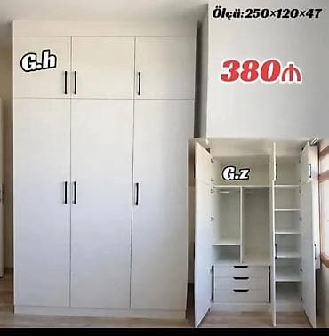 qapi bezeyi: Yeni, 3 qapılı, Siyirməli, Ağ, Açılan, Düz dolab — 1