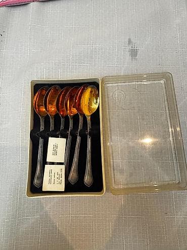 Дом и сад: 6 ədəd çay qaşığı dəsti - Material: metal saplı, gümüş və qızıl — 1