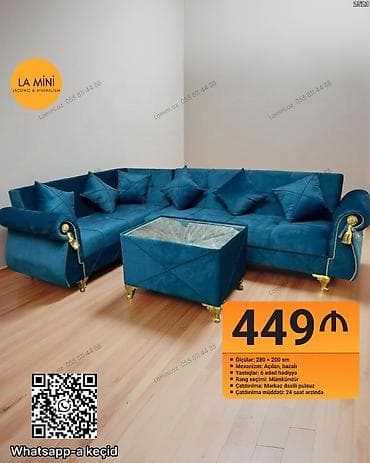 Künc divan dəsti – La Mini - Ölçülər: 280 × 200 sm - Mexanizm