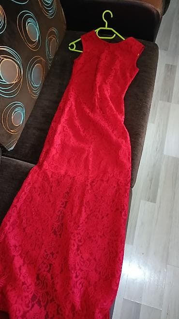 Qırmızı krujeva uzun don - Rəng: parlaq qırmızı - Model: dar — 3