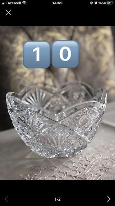 çay servizi: Şüşə/kristal qablar dəsti - Meyvə və şirniyyat üçün ayaqlı vazalar — 2