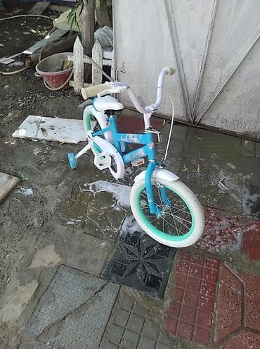 Uşaq velosipedi – 14 düym təkərli - Rəng: mavi-ağ (aqua detal və — 1