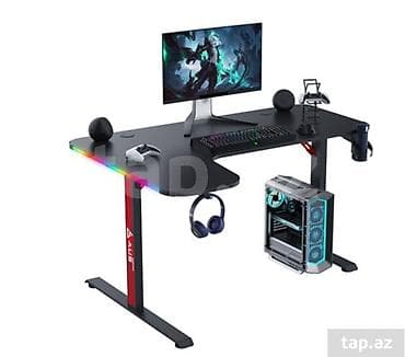Gaming PC Desk LS2-1400 Left — Əlavə İşıqlı və Funksional Oyun Masası