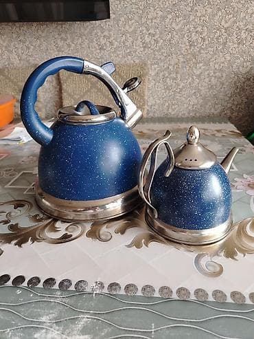su bitonu: Çay dəsti, rəng - Mavi, Metal — 1