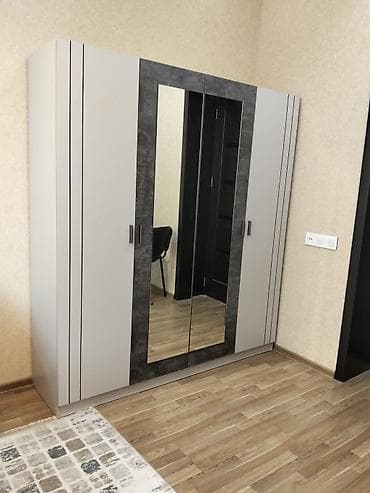kupe şkaf: Yeni, 4 qapılı, Güzgülü, Boz, Taxta, Açılan, Düz dolab — 2