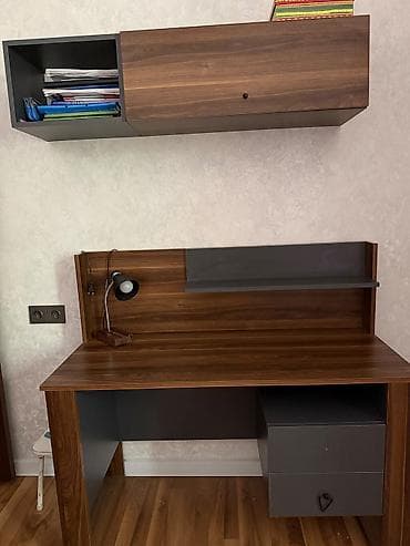 qoz: İş/Stol dəsti – divar dolabı - Material: MDF/LDSP kombinasiya, qoz — 1