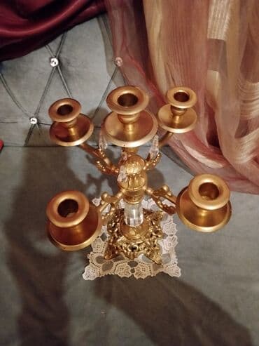 Digər ev dekoru: Möhkəm bürünc effektli, klassik üslubda şamdan/kandelyabr - 5 şam — 7