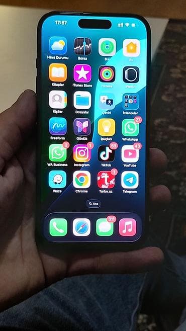 IPhone 15 Pro, 128 GB, Black Titanium, Barmaq izi, Face ID, Simsiz şarj