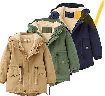 Uşaq geyimləri kolleksiyası - Qışlıq kapüşonlu parkalar: bej, yaşıl — 1