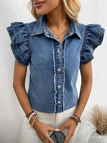 Личные вещи: Cins köynək-bluz - Material: denim (cins) - Rəng: klassik mavi - — 1