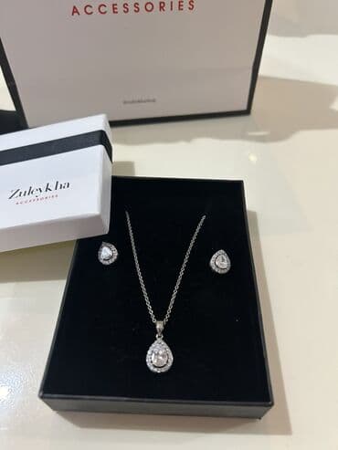 uzun qizil sirqalar: Zuleykha Accessories zərgərlik dəsti - Komplekt: boyunbağı və — 3