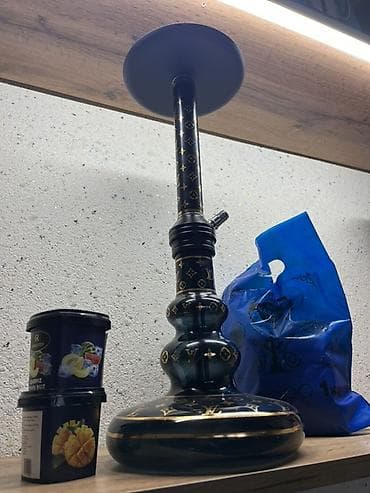 ev damaşniki: Nargilə qurğusu – qara rəngdə, qızılı naxışlarla - Material: qalın — 2