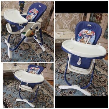 Xodunoklar: Uşaq yemək stulu - Rəng: göy-ağ - Yumşaq, asan silinən oturacaq və — 1